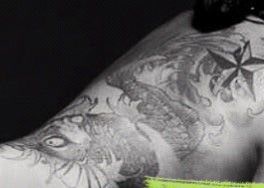 A picture of Full body dragon tattoo of Chrissy Jones.